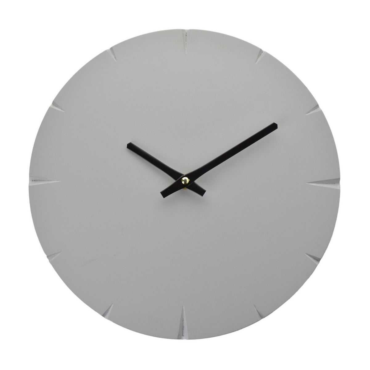 Round Cement Look MDF Wall Clock with Notches 29.8cm - Grey