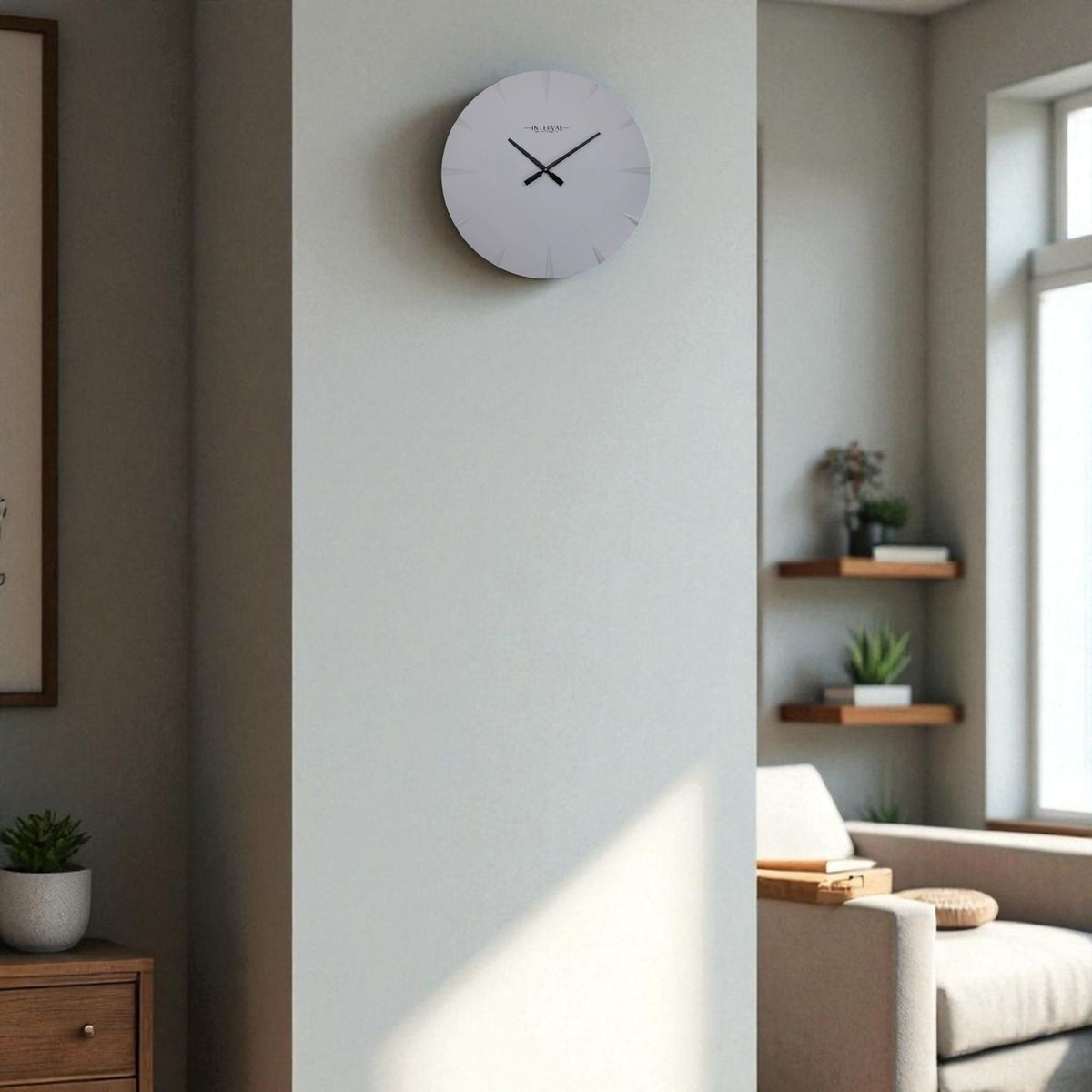 Round Cement Look MDF Wall Clock with Notches 29.8cm - Grey