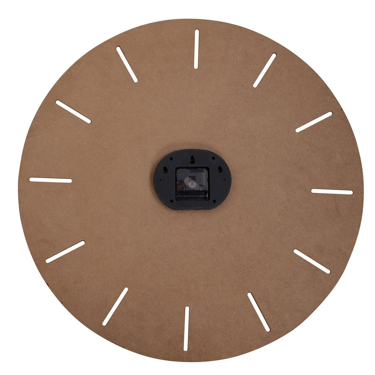 Round Sunburst Wooden Wall Clock with Gold Hands - Brown