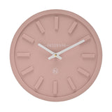 Round Minimalist Raised Baton MDF Wall Clock 29.8cm - Pink
