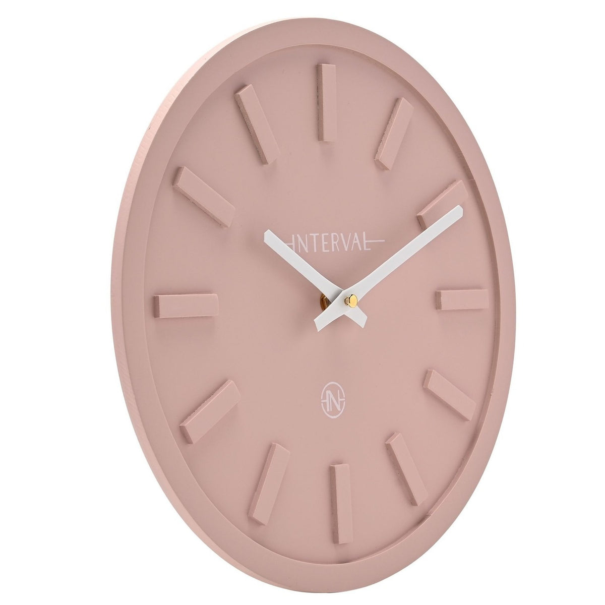 Round Minimalist Raised Baton MDF Wall Clock 29.8cm - Pink