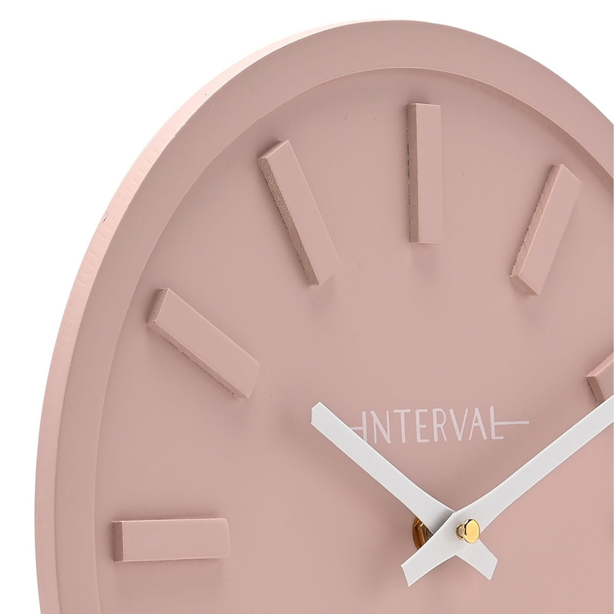 Round Minimalist Raised Baton MDF Wall Clock 29.8cm - Pink