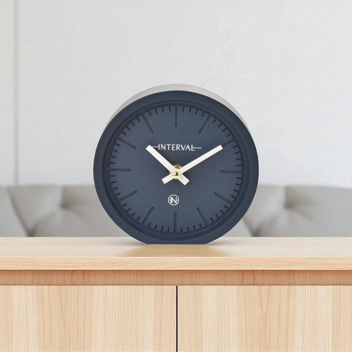 Minimalist Round Desk and Mantel Clock 15.4cm - Navy Blue