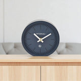 Minimalist Round Desk and Mantel Clock 15.4cm - Navy Blue