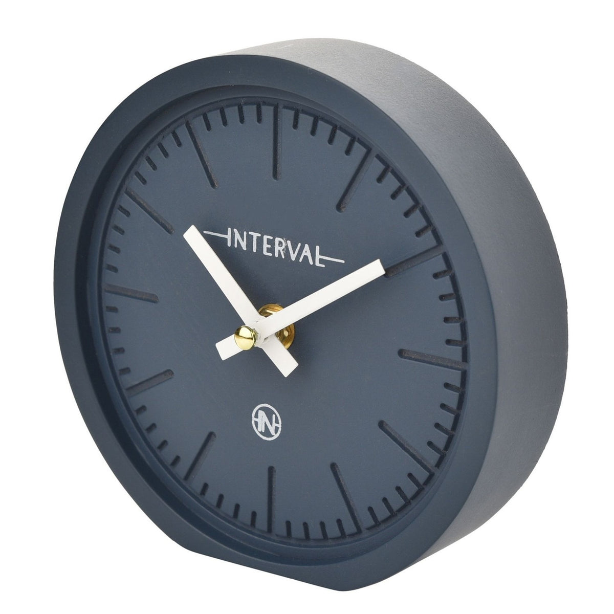 Minimalist Round Desk and Mantel Clock 15.4cm - Navy Blue
