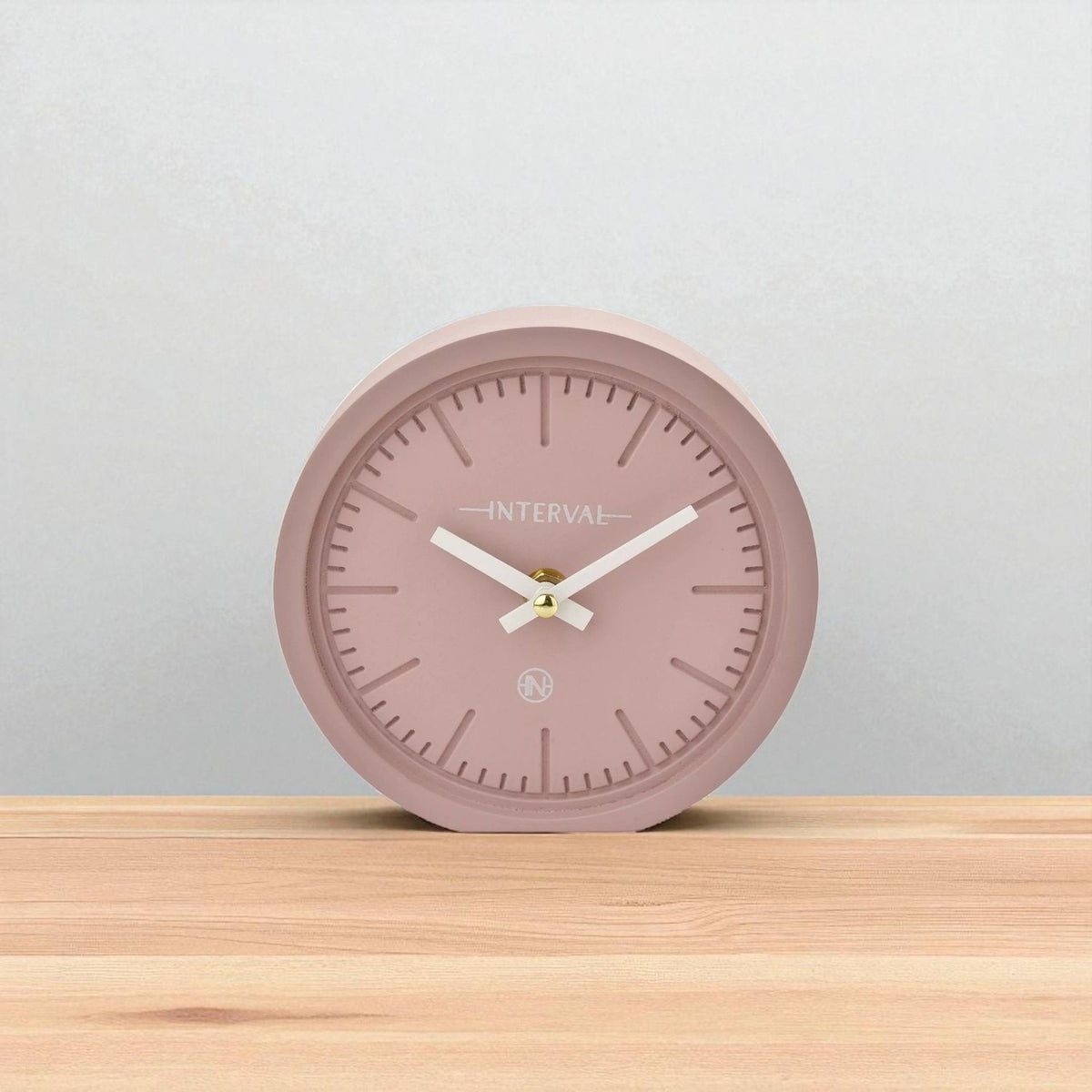 Minimalist Round Quartz Desk and Mantel Clock 15.4cm - Pink