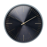 Matt Round Quartz Wall Clock with Gold Hands 40cm - Black