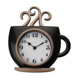 Coffee Cup and Steam Swirl Quartz Wall Clock 25cm - Brown