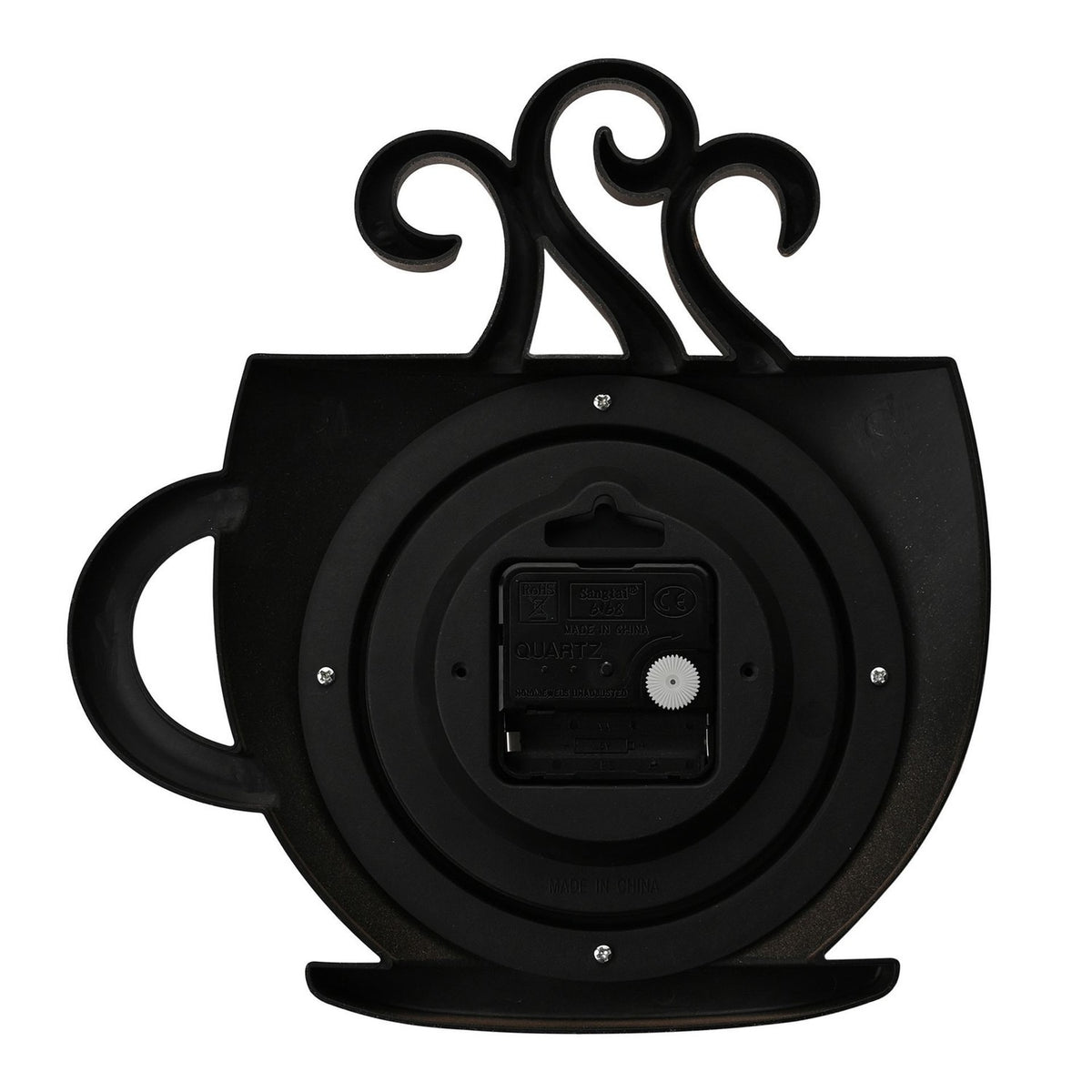 Coffee Cup and Steam Swirl Quartz Wall Clock 25cm - Brown