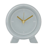 Round Gloss Ceramic Mantel Clock with Two Angled Feet - Blue