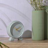 Round Gloss Ceramic Mantel Clock with Two Angled Feet - Blue