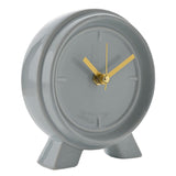 Round Gloss Ceramic Mantel Clock with Two Angled Feet - Blue