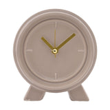 Round Gloss Ceramic Mantel Clock with Gold Hands - Brown