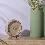 Round Gloss Ceramic Mantel Clock with Gold Hands - Brown