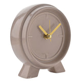 Round Gloss Ceramic Mantel Clock with Gold Hands - Brown
