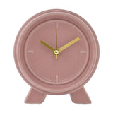 Round Gloss Ceramic Mantel Clock with Gold Hands - Pink