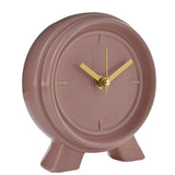 Round Gloss Ceramic Mantel Clock with Gold Hands - Pink