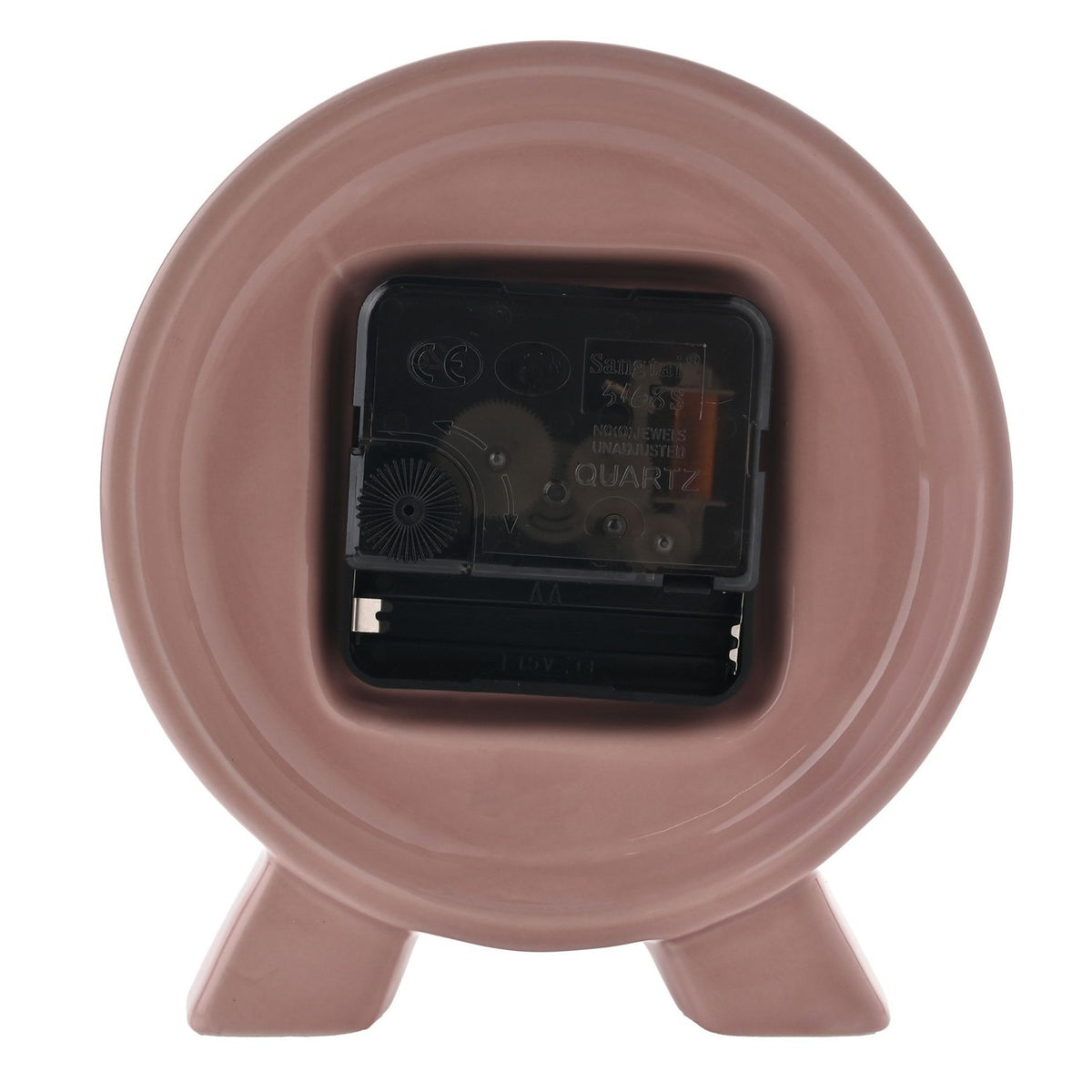 Round Gloss Ceramic Mantel Clock with Gold Hands - Pink