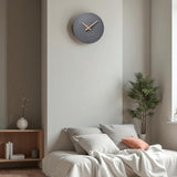Round Concentric Ridged Cement Wall Clock 28cm - Dark Grey