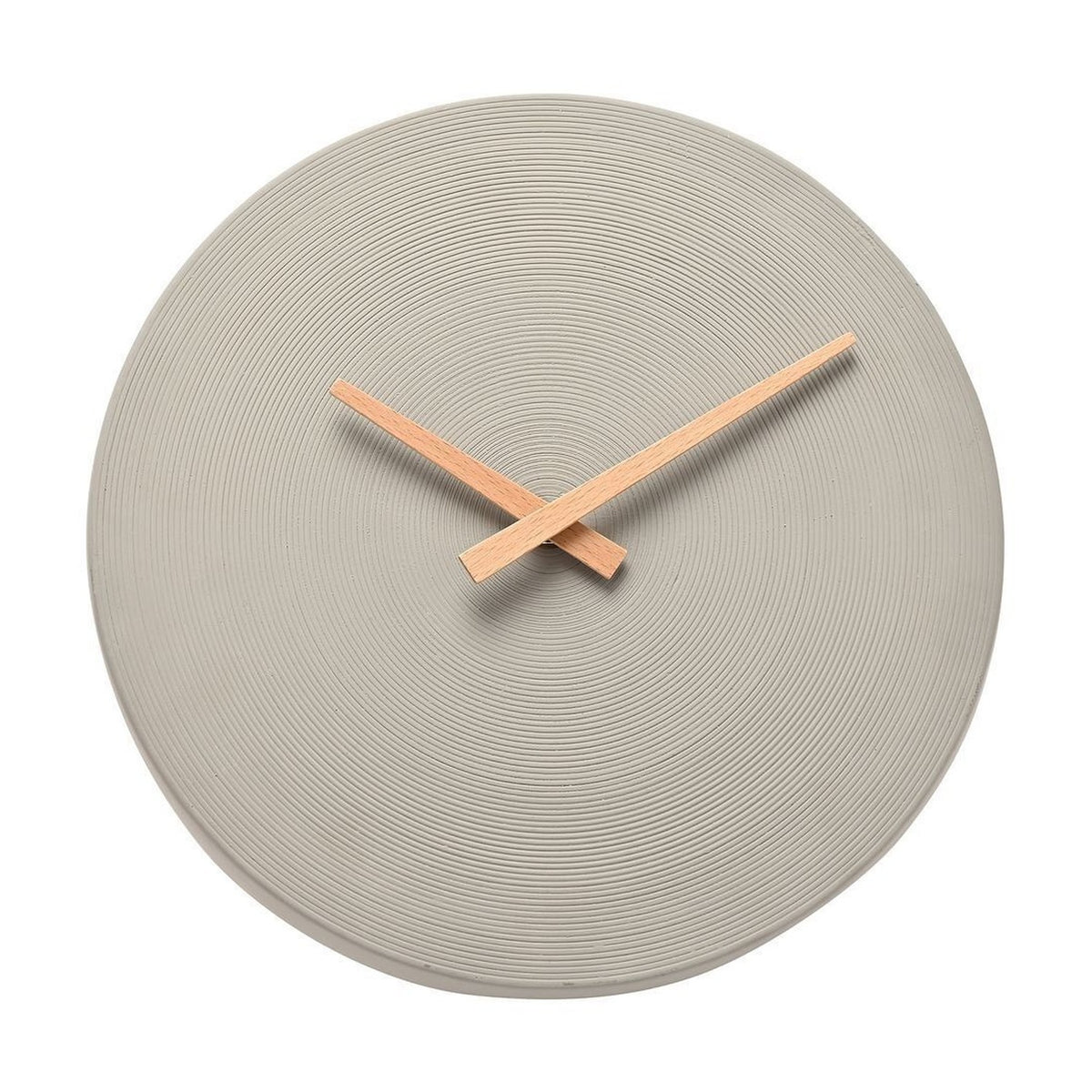 Round Cement Wall Clock with Concentric Ridges 28cm - Grey