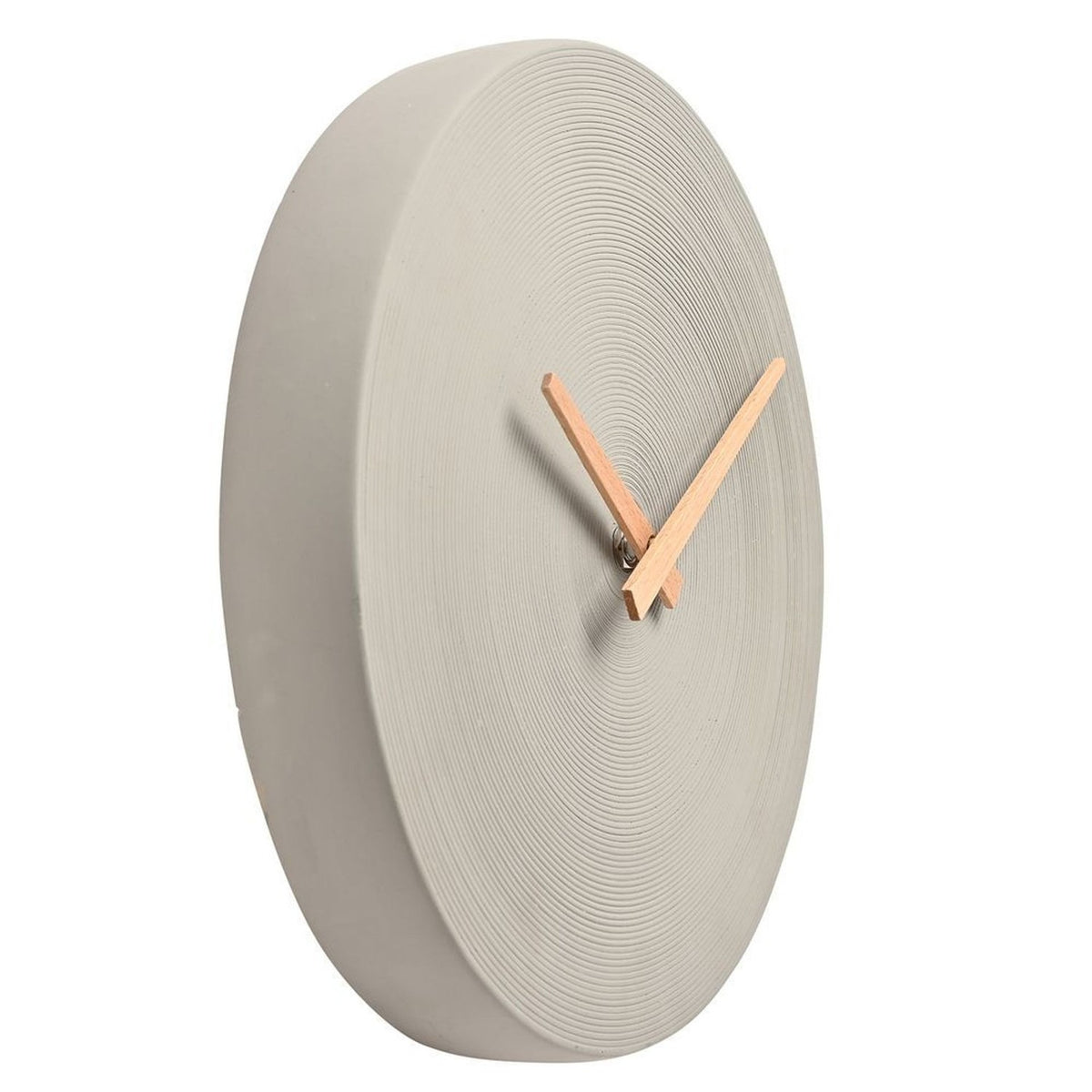 Round Cement Wall Clock with Concentric Ridges 28cm - Grey