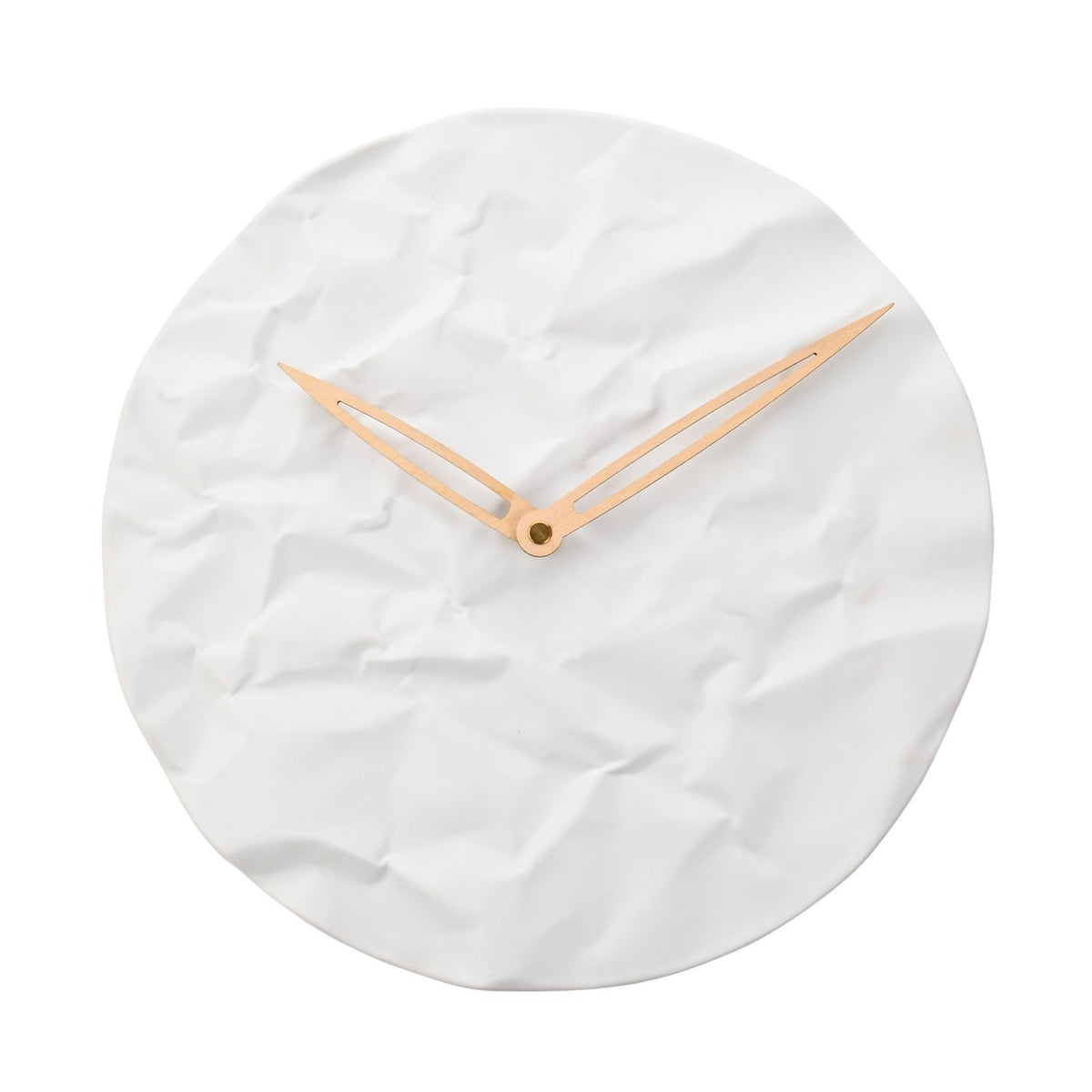 Crumpled Texture Round Porcelain Wall Clock 32cm - White