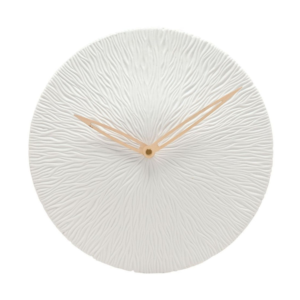 Round Radial Textured Matt Porcelain Wall Clock 35cm - White