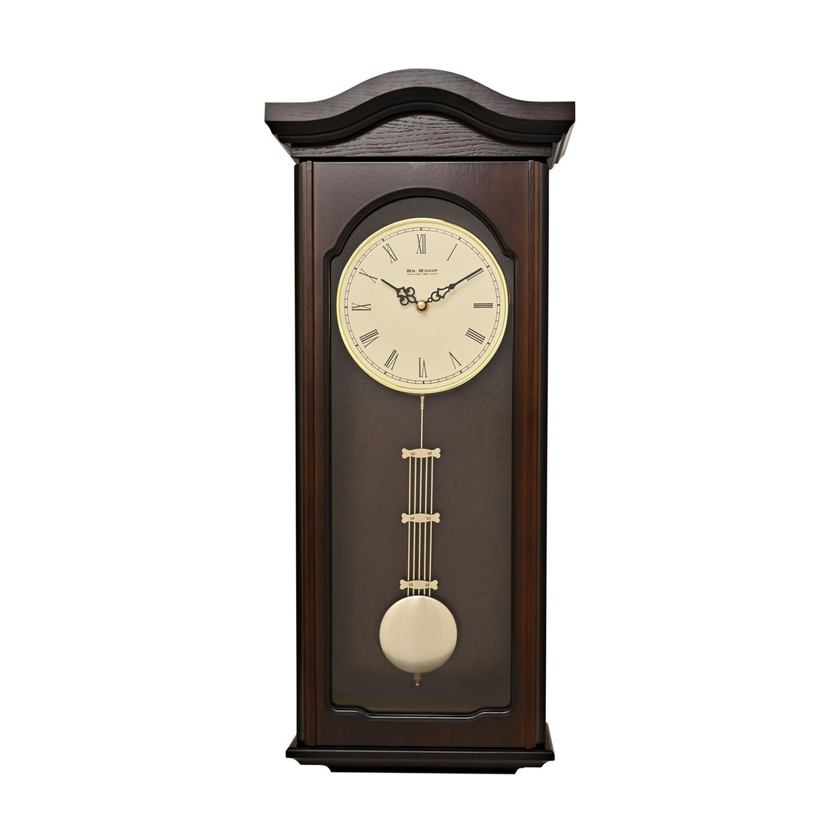 Dark Walnut Finish Traditional Pendulum Wall Clock - Brown