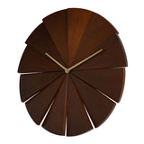 Round Geometric Panel Pine Wood Wall Clock 40.1cm - Brown