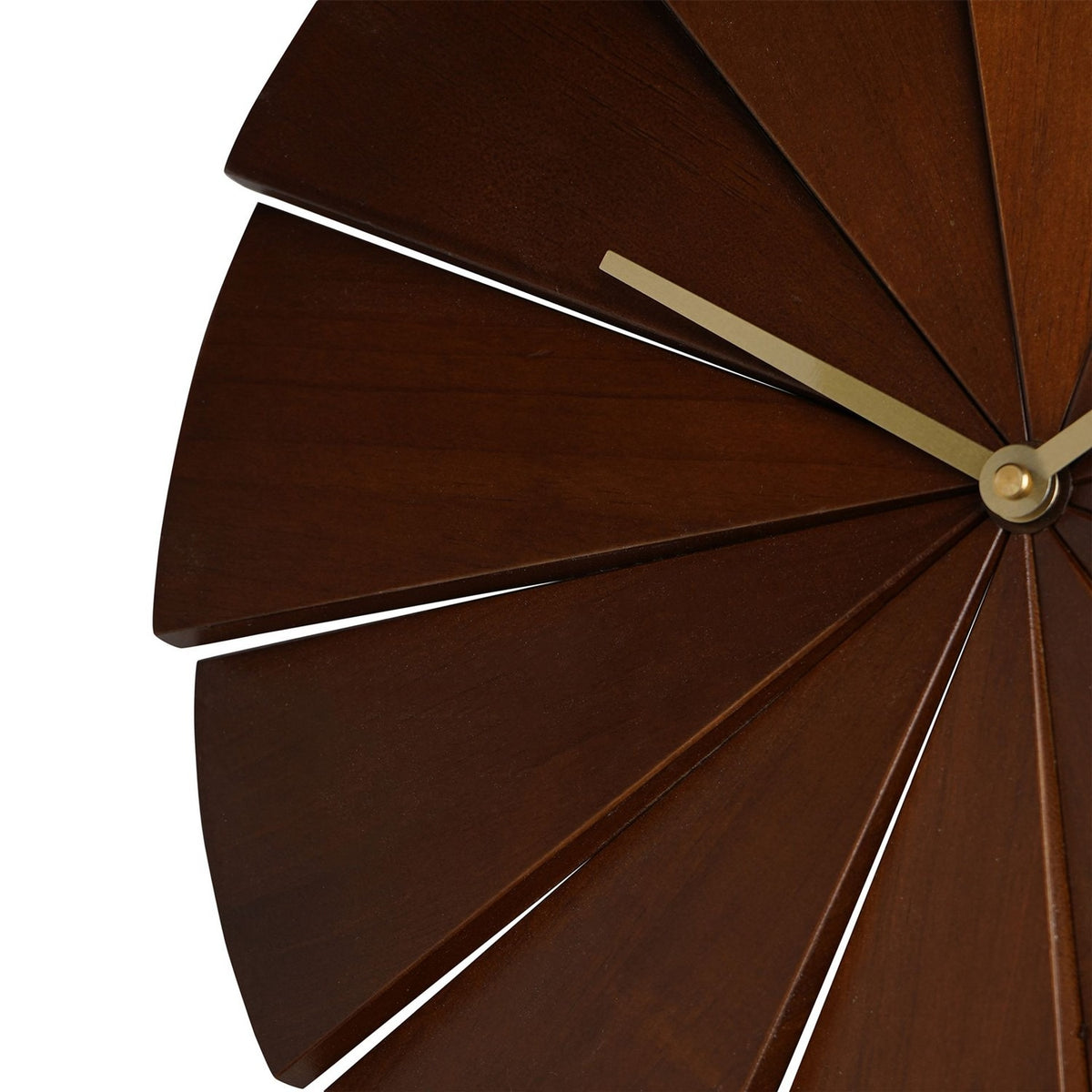 Round Geometric Panel Pine Wood Wall Clock 40.1cm - Brown