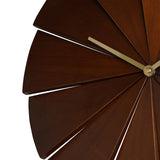 Round Geometric Panel Pine Wood Wall Clock 40.1cm - Brown