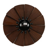 Round Geometric Panel Pine Wood Wall Clock 40.1cm - Brown