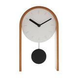 Arched Pendulum Wooden Mantel Clock with Black Hands - White