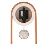 Arched Pendulum Wooden Mantel Clock with Black Hands - White