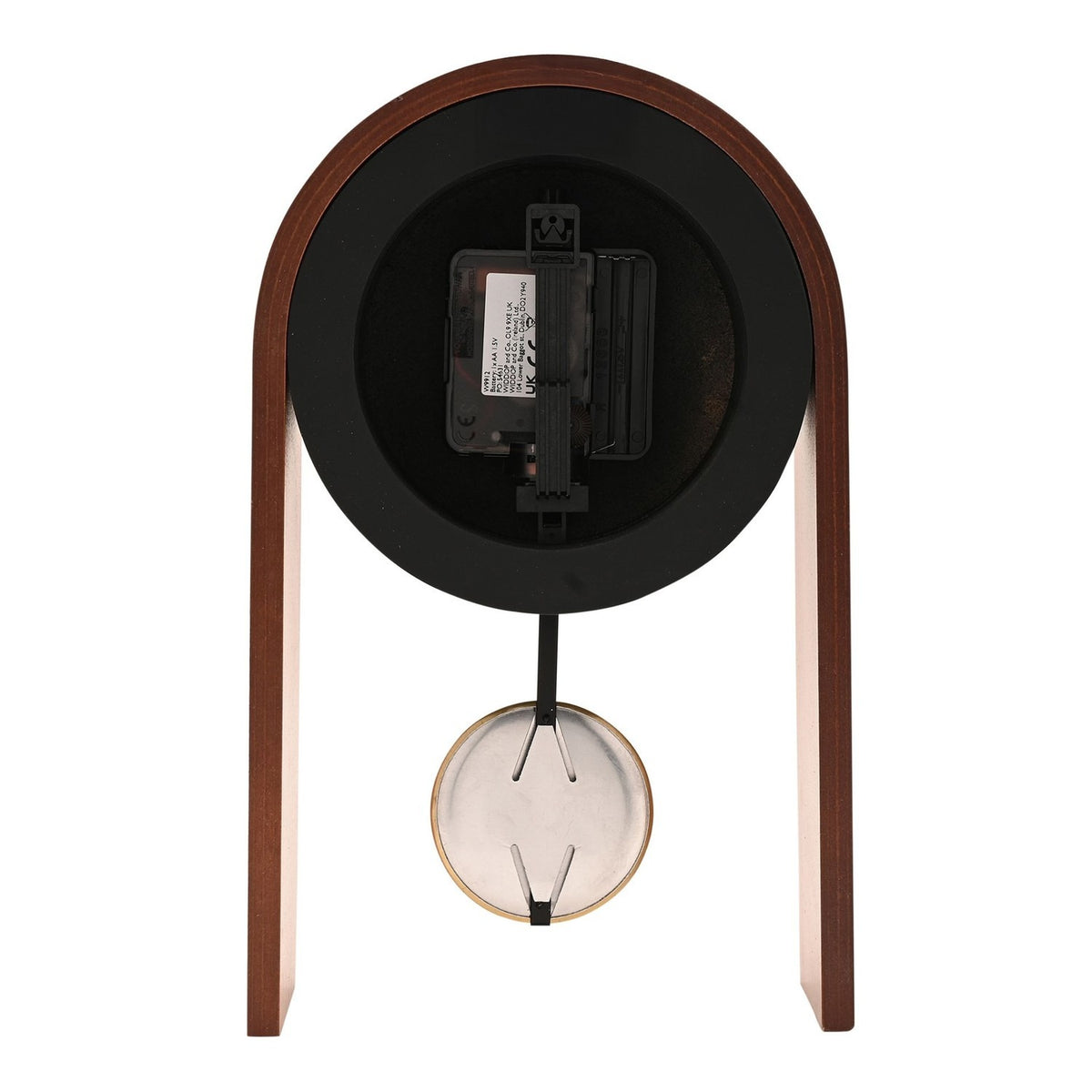 Pendulum Wooden Desk and Mantel Clock with Gold Hands - Black