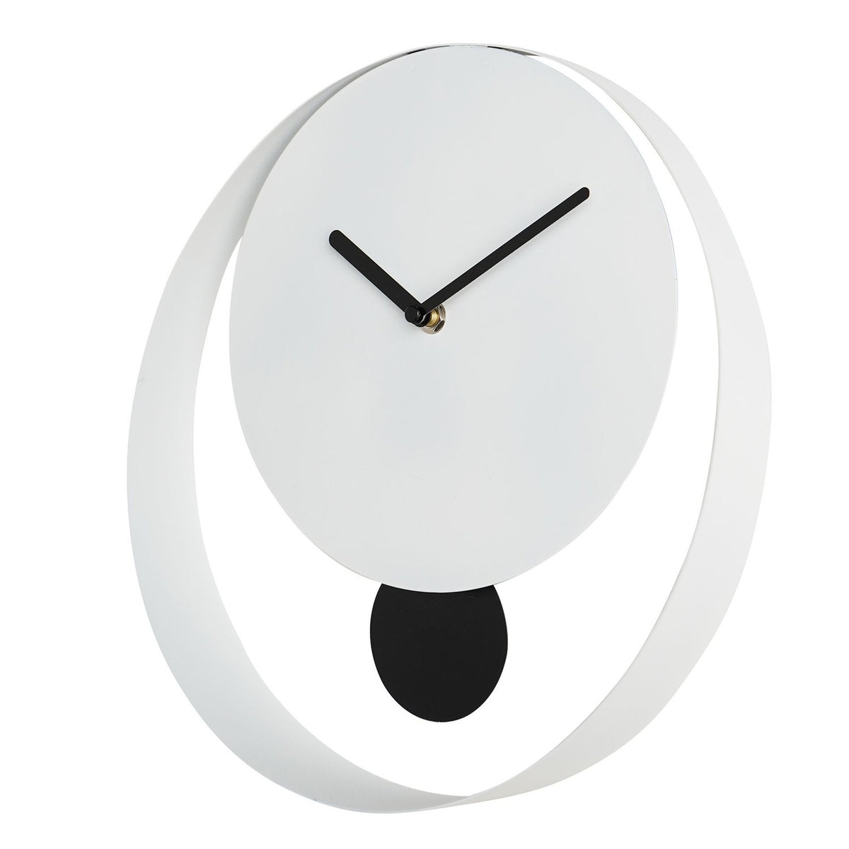 Open Ring Wall Clock with Black Pendulum 30.3cm - White