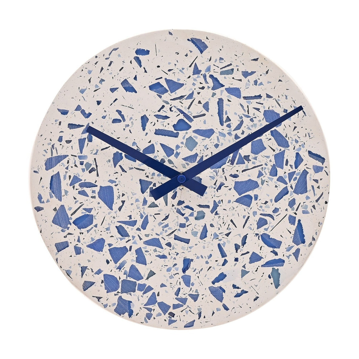 Concrete Terrazzo Porcelain Wall Clock 27cm - White & Blue