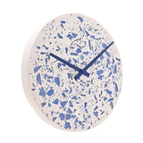 Concrete Terrazzo Porcelain Wall Clock 27cm - White & Blue