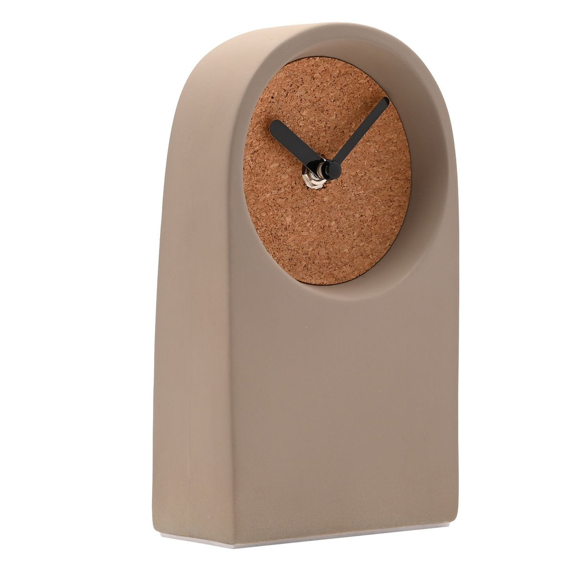 Arched Porcelain Desk & Mantel Clock with Cork Face - Brown