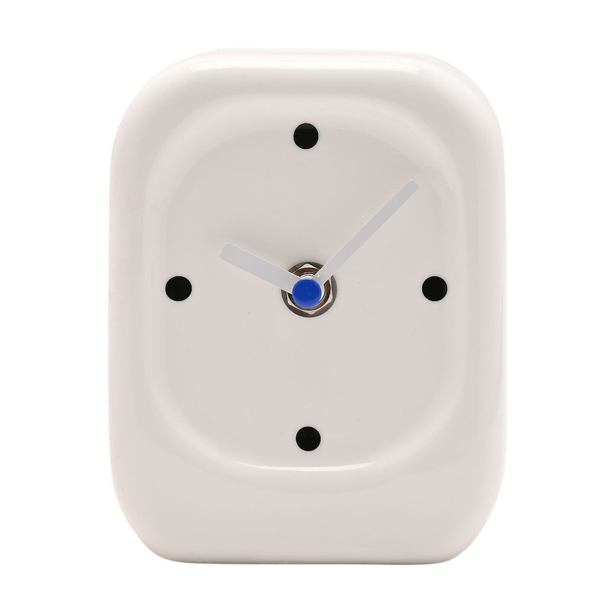 Rounded Rectangular Porcelain Desk and Mantel Clock - White