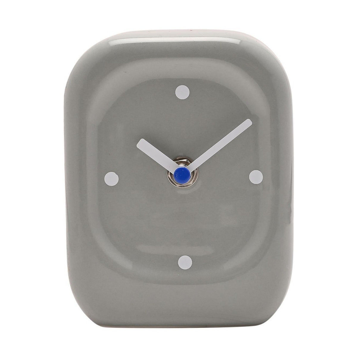 Rounded Rectangular Analogue Porcelain Desk Clock - Grey