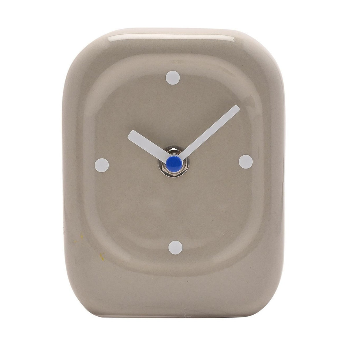 Rounded Rectangular Porcelain Desk and Mantel Clock - Taupe