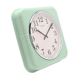 Square Retro Analogue Metal Wall Clock 32cm - Sage & White