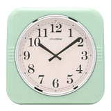 Square Retro Analogue Metal Wall Clock 32cm - Sage & White