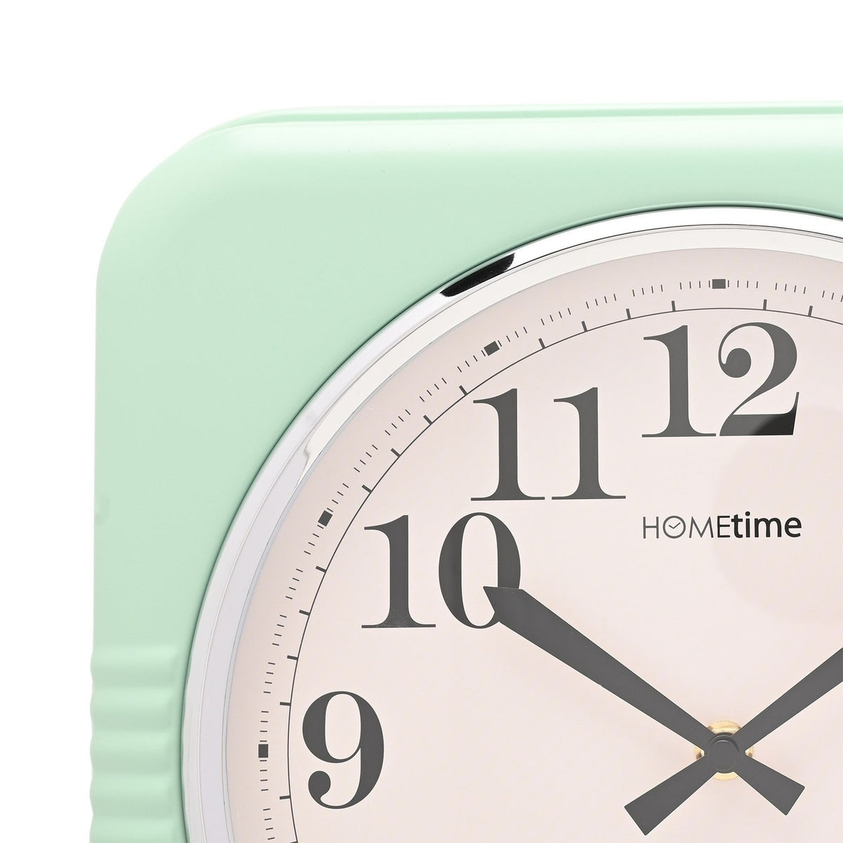 Square Retro Analogue Metal Wall Clock 32cm - Sage & White