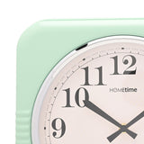Square Retro Analogue Metal Wall Clock 32cm - Sage & White