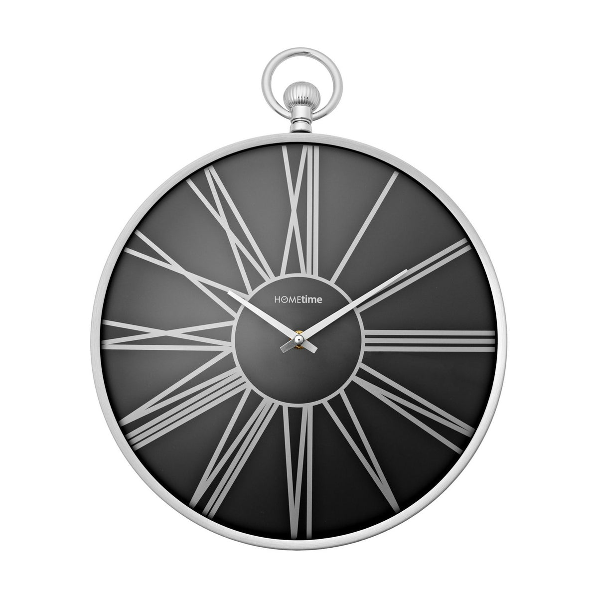 Pocket Watch Aluminium Wall Clock 31cm - Silver & Black