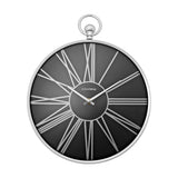 Pocket Watch Aluminium Wall Clock 31cm - Silver & Black