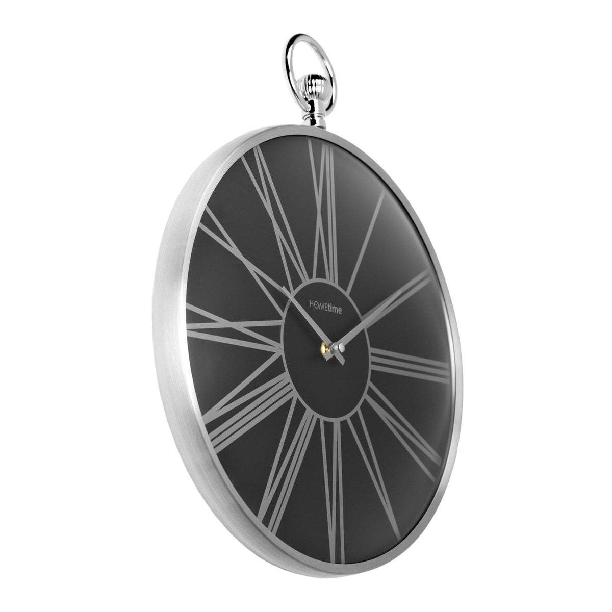 Pocket Watch Aluminium Wall Clock 31cm - Silver & Black