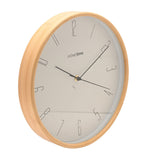 Round Outline Numeral Bamboo Wall Clock 32cm - Oak & White